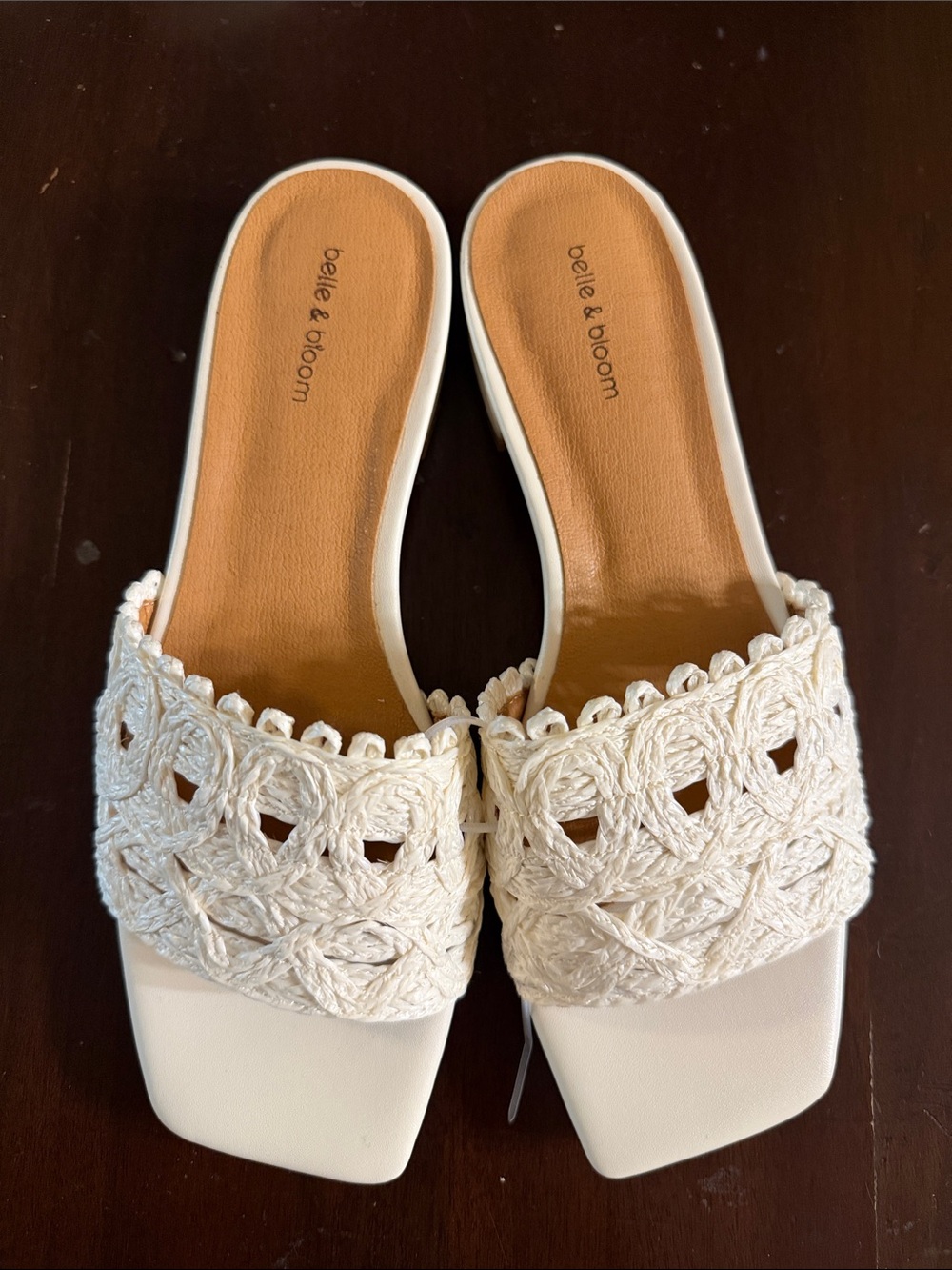 Belle & Bloom Crochet Slide Sandals in Cream